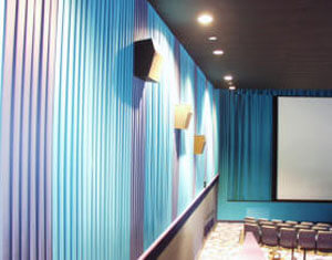 Showcase wall pleated drapes